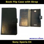 Book Flip Case with Strap For Sony Xperia E4 E2104 Slim Fit Look